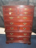 Bassett Furniture Cherry Finish Traditional Design Chest on Chest of Drawers