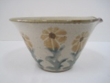 Pottery Mixing Bowl w/ Spout Hand Painted Sunflowers Design