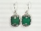 Silver Green Onyx/Floral Design Earrings