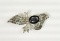 Silver Black Onyx & Marcasite Bird Design Brooch