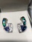 Silver Tanzanite, Opalite and CZ Earrings Approx. 5g