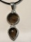 Silver Smoky Quartz Pendant on Cord Necklace Approx. 11.7g