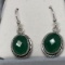 Silver Green Onyx Earrings Rope Trim Approx. 3.5g