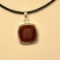 Silver Genuine Red Onyx Pendant on Cord Necklace Approx. 4g