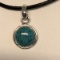 Silver Turquoise Pendant on Cord Necklace Approx. 2.5g