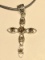 Silver Smoky Quartz Cross Pendant on Cord Necklace Approx. 4.3g