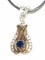 Silver Gold Plated Sapphire & CZ Lyre Pendant on Cord Necklace Approx. 6.8g