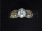 Silver Cubic Zirconia Ring w/ Whimsical Carved Design