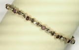 Silver Amethyst Bracelet w/ Purple/Amber Inlay Stones