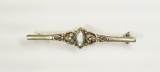 Silver Moonstone Floral Motif Brooch