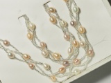 Silver Pearl Necklace & Bracelet