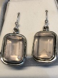Silver Rose Quartz Earrings Approx. 8.8g