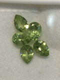 5 Assorted Teardrop Shaped Peridot Approx. 4cts