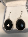 Silver Onyx Earrings Approx. 7.7g