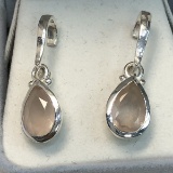 Silver Rose Quartz Earrings Approx. 5.7g