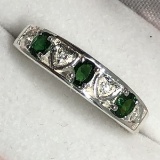 Silver Tsavorite & CZ Ring Heart Motif Approx. 3.5g