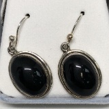 Silver Onyx Earrings Approx. 5.9g