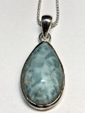 Silver Larimar Pendant Necklace Approx. 7g