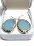 Silver Gold Plated Chalcedony Earrings Approx. 12.5g