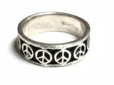 Silver Peace Pattern Ring