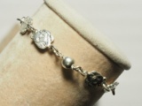 Silver Bracelet w/ Bear/Star Bangle Motif 5.7g