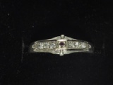 Silver Garnet And Cubic Zirconia Ring