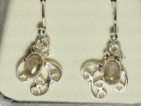 Silver Moonstone, Curled Design Earrings