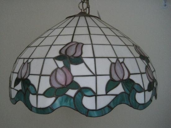 Tiffany Style Flower Buds/Foliage Design Ceiling Hanging Light Fixture