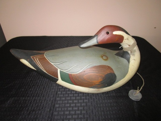 Wooden Rownsons Lac La Croix Ducks Unlimited Collection 833, Decoy w/ Weight/Rope