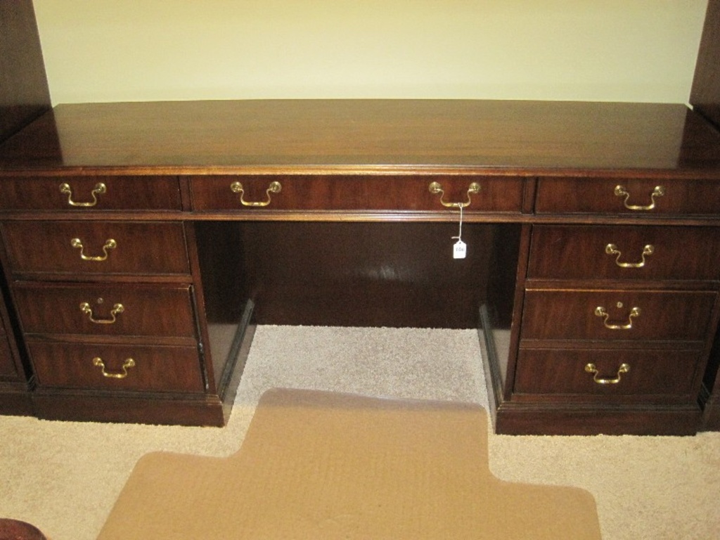 National Mt Airy Executive Desk W Double Hanging File Drawers