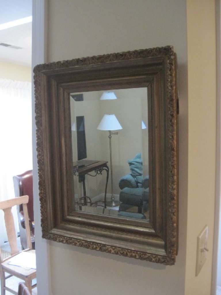 Lot Gesso Acanthus Leaves Beaded Trim Framed Beveled Mirror