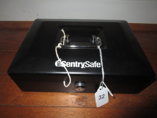 Sentry Safe Lockbox w/ Key, Organizer Inside, Black Metal