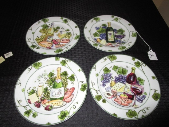4 I. Godingers & Co. Wine/Grape Motif Plates