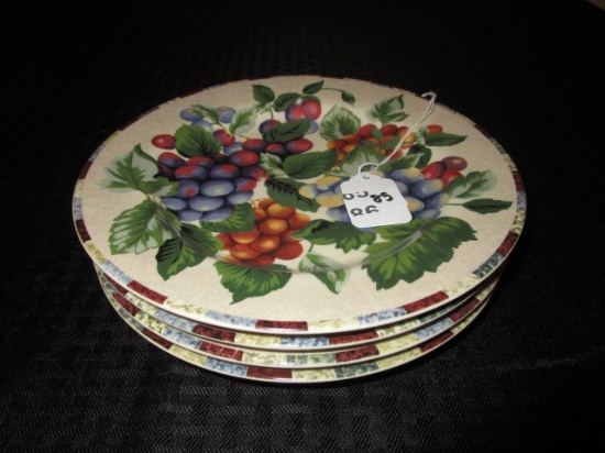 4 Sakura Oneida Grape/Fruit Motif Ceramic Plates