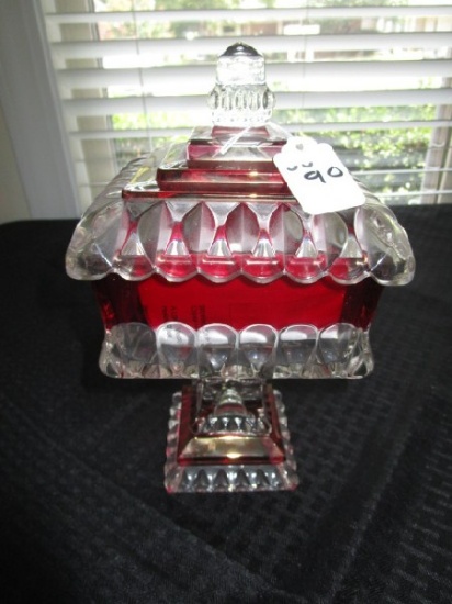 Westmoreland Ruby Stain Wedding Bowl Cut-Glass Rim