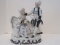 Blue/White Porcelain Victorian Couple Having Tea Figurine