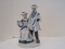 F.E.I. Inc. Porcelain Blue/White Victorian Couple w/ Musical Instrument Figurine