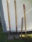 4 Yard Wooden Handled Tools Pick, Hoe, Shovel & Square Transfer Shovel