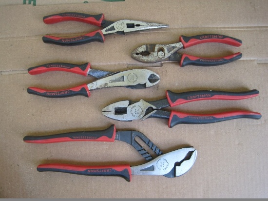5 Piece - Craftsman Professional Slip Joint Pliers, Needle Nose & Wire Cutters