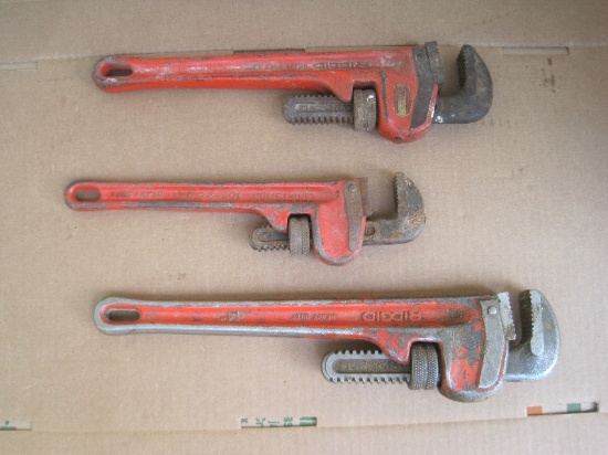 2 Ridgid Pipe Wrenches 14", 12" & Craftsman 10"