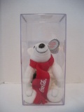 Collectible Coca-Cola Bean Bag Plush Toy Polar Bear w/ Coke Bottle in Display Case