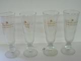 Set - 4 Budweiser Millennium Pilsner Beer Glasses w/ Embossed Base