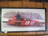 8# Dale Jr. NASCAR Lighted Motion Light Accent Framed Print w/ American Flag