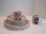 Lot - 6 Pieces Coca-Cola Dinnerware by Gibson, 2  Dinner Plates 10 1/2