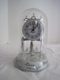 Anniversary Clock w/ Porcelain Base Calligraphy Love Laugh Live Embellished Base