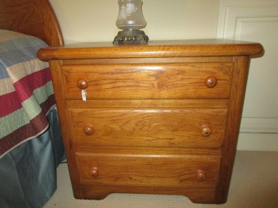 3 Drawer Side Table w/ Wooden Rustic Design Wood Pulls & Bracket Feet