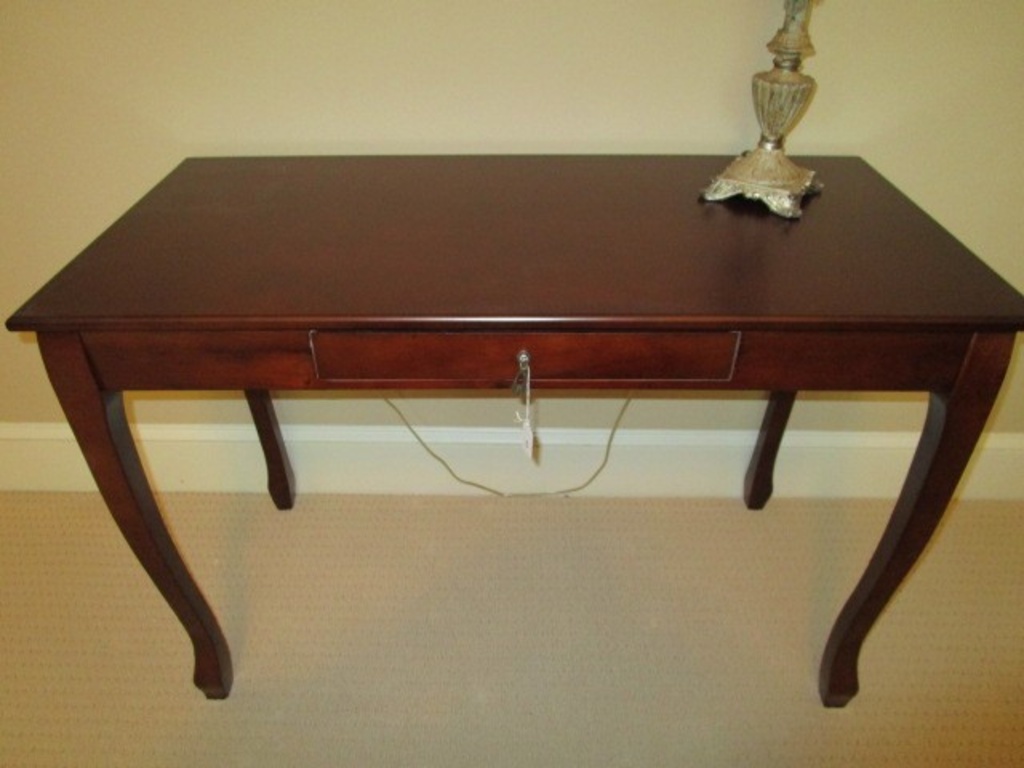 Lot Wooden Cherry Design Desk W 1 Drawer Chair W Pad Feet