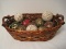 Basket w/ Wooden Handles & 7 Resin Décor Spheres/3 Wooden Design