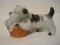 Occupied Japan Porcelain Terrier w/ Puppies in Basket Figurine