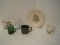 Lot - Children's Cups & Plate Salem China, Novelty Ceramic Whistle For Milk Bird Cup